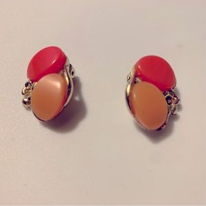 Vintage circa 1950s/1960s Clip-on Earrings - Orange and Tangerine